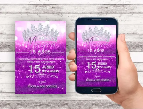 Convite Virtual - Princesa Lilas 15 Anos