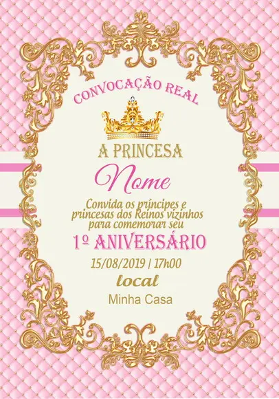Convite Virtual - Realeza Menina