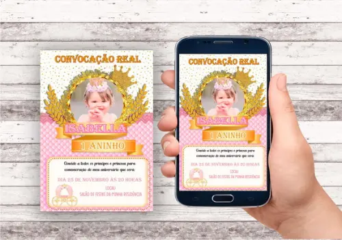 Convite Virtual - Realeza Menina com Foto