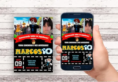 Convite Virtual - Roblox Bacon Hair com Foto