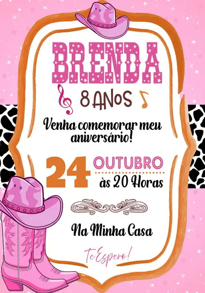Convite Virtual - Rodeio/ Cowntry Menina