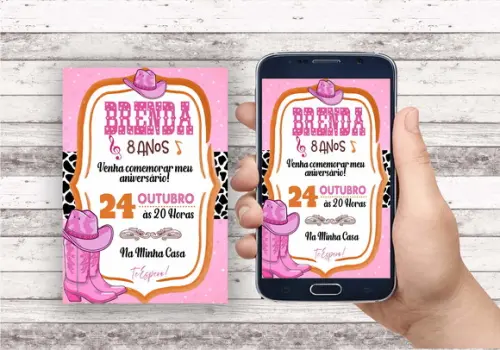 Convite Virtual - Rodeio/ Cowntry Menina