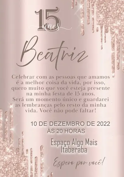 Convite Virtual - Rosê - 15 Anos