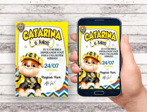 Convite Virtual - Rubble/ Patrulha Canina