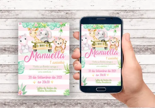 Convite Virtual - Safari Menina