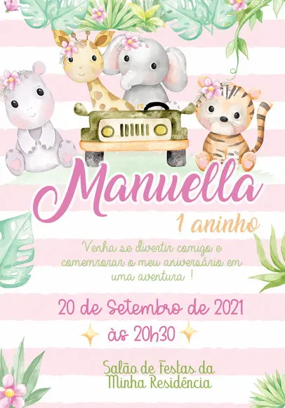 Convite Virtual - Safari Menina