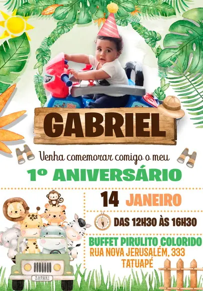 Convite Virtual - Safari com Foto