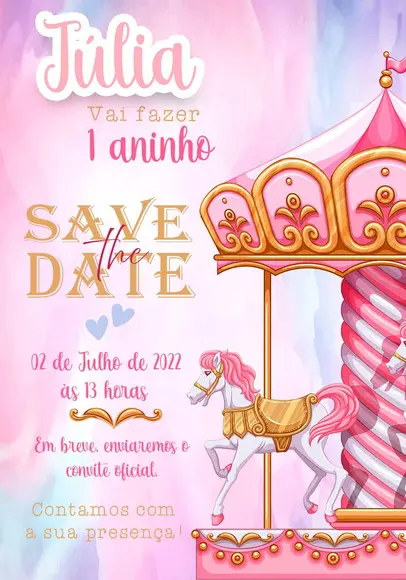 Convite Virtual - Save The Date - Carrossel Encantado