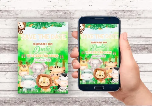 Convite Virtual - Save The Date Safari Baby