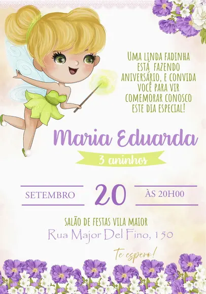 Convite Virtual - Sininho Thinker Bell