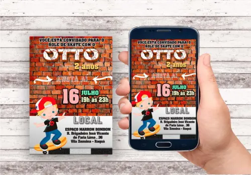 Convite Virtual - Skate Kids
