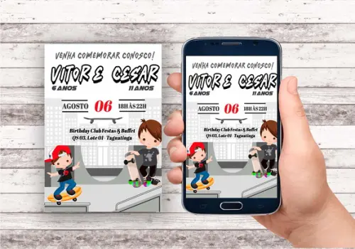 Convite Virtual - Skate Minimalista 02