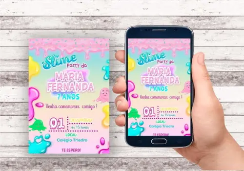 Convite Virtual - Slime Menina