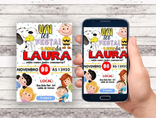 Convite Virtual - Snoopy e Sua Turma