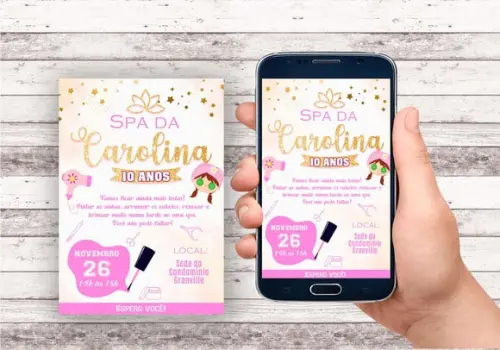 Convite Virtual - Spa Dourado e Rosa