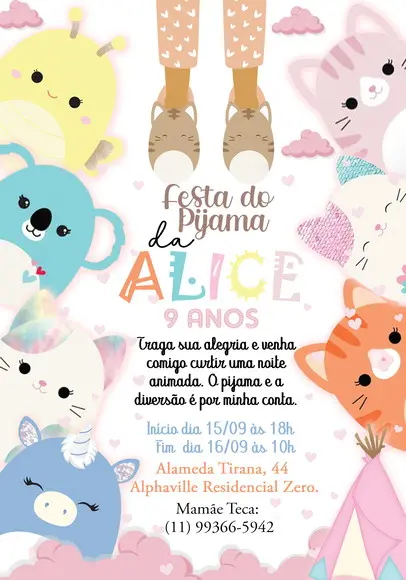 Convite Virtual - Squishmallow/ Festa do Pijama