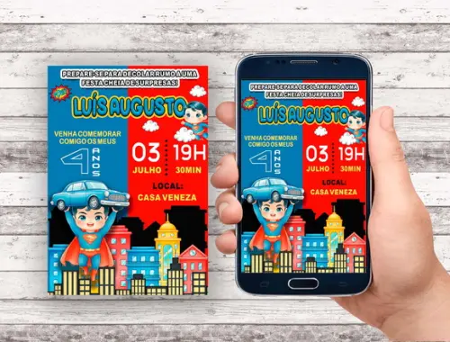 Convite Virtual - Super Homem Baby
