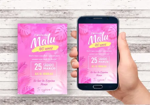 Convite Virtual - Tardezinha/ Farofa (rosa)