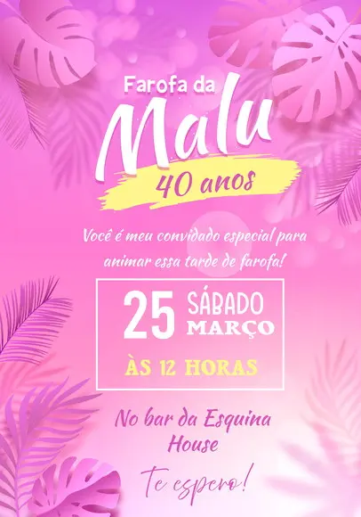 Convite Virtual - Tardezinha/ Farofa (rosa)
