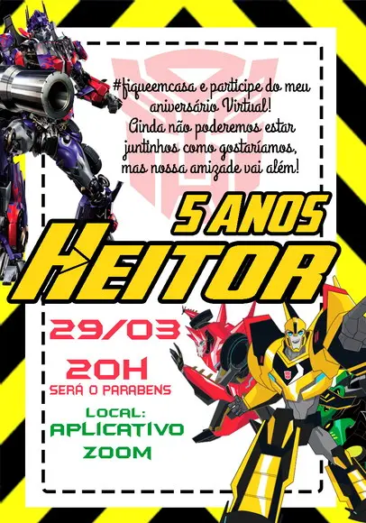 Convite virtual - Transformers