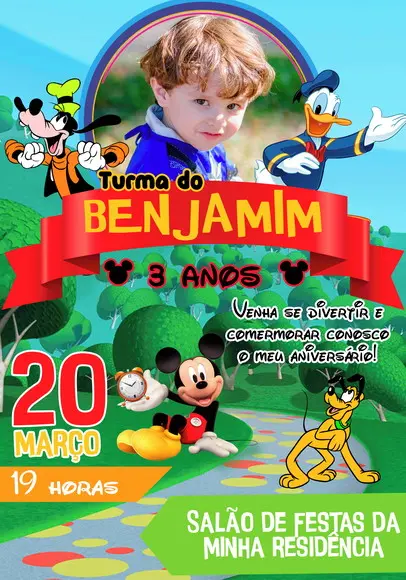 Convite Virtual - Turma do Mickey com Foto