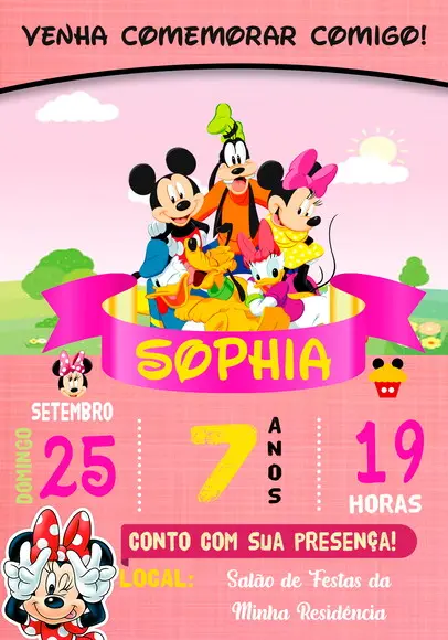 Convite Virtual - Turma do Mickey Menina