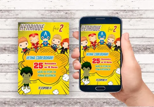 Convite Virtual - Vingadores Cute