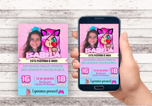 Convite Virtual - Vitória Mineblox com Foto