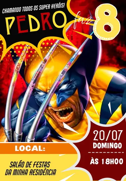 Convite Virtual - Wolverine