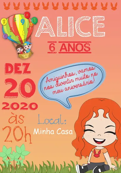 Convite Virtual Aventureira Laranja - Luccas Neto