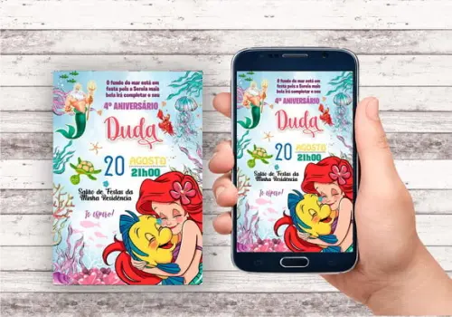 Convite Virtual Ariel - Pequena Sereia