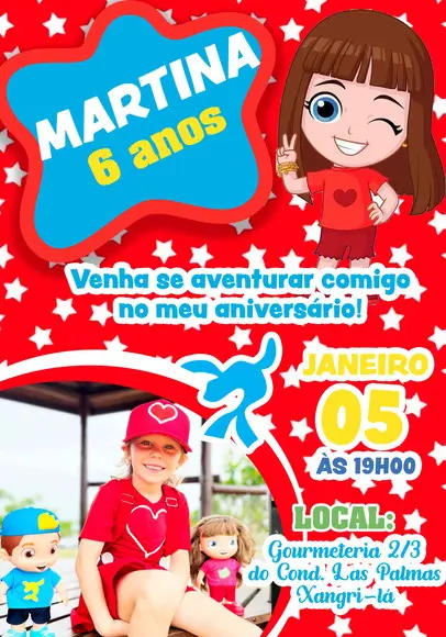 Convite Virtual Aventureira Vermelha - Luccas Neto -com Foto