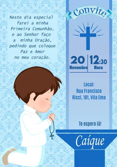 Convite Virtual Batizado/ Crisma Menino 01
