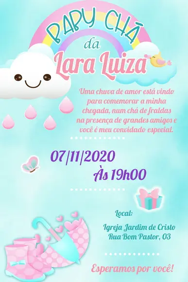 Convite Virtual Chá de Bebê - Chuva de Benção