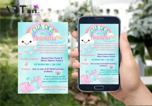 Convite Virtual Chá de Bebê - Chuva de Benção