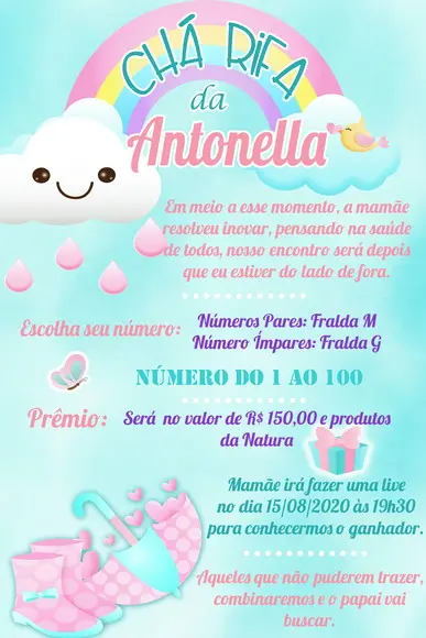 Convite Virtual Chá de Bebê - Chuva de Benção
