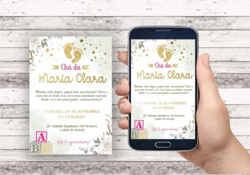 Convite Virtual Chá de Bebê - Menina