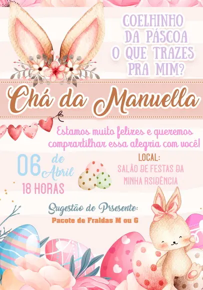 Convite Virtual Chá de Bebe - Pascoa