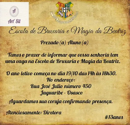 Convite virtual Harry Potter II