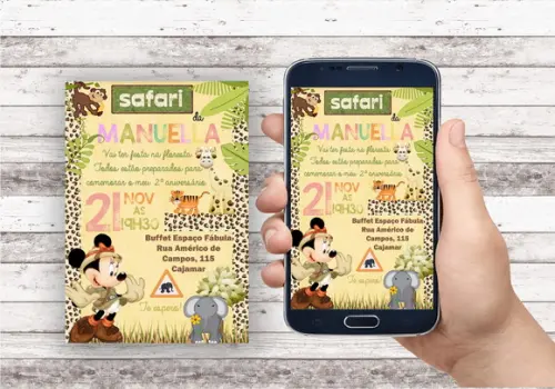 Convite Virtual Minnie Safari 08