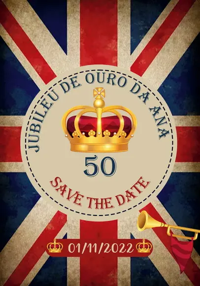 Convite Virtual Save The Date - Inglaterra (jubileu de Ouro)