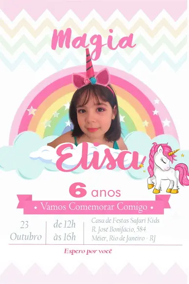 Convite Virtual Unicornio (com Foto)
