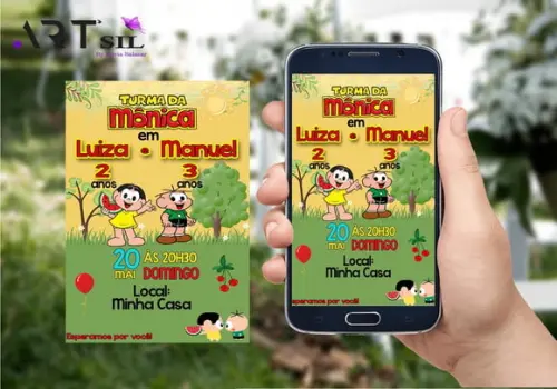 Convite Virtual Turma da Mônica (magali e Cebolinha)