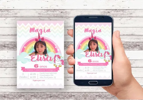 Convite Virtual Unicornio (com Foto)