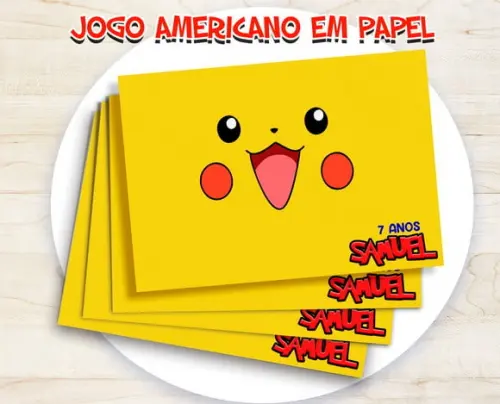 Jogo Americano - Pokemon/ Pikachu Sorrindo (papel)