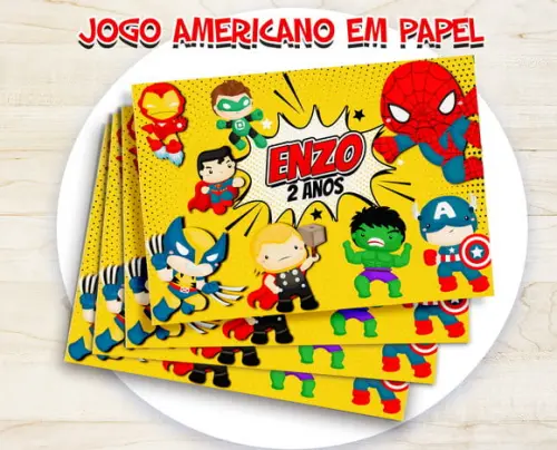 Jogo Americano - Super Herois Baby (papel)