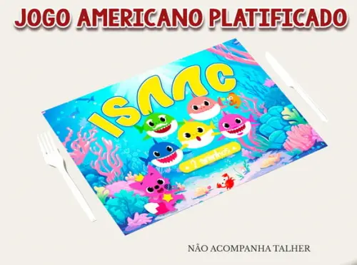 Jogo Americano Plastificado - Baby Shark