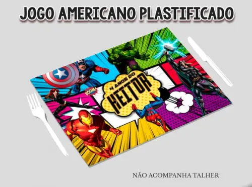 Jogo Americano Plastificado - Avengers