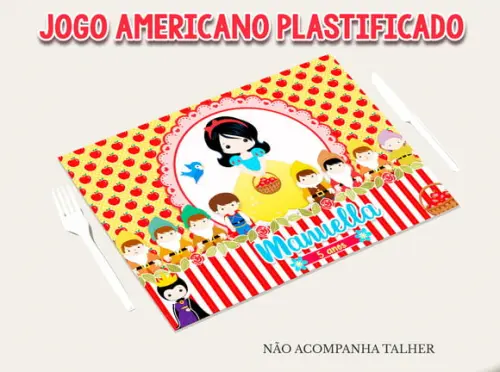 Jogo Americano Plastificado - Branca de Neve