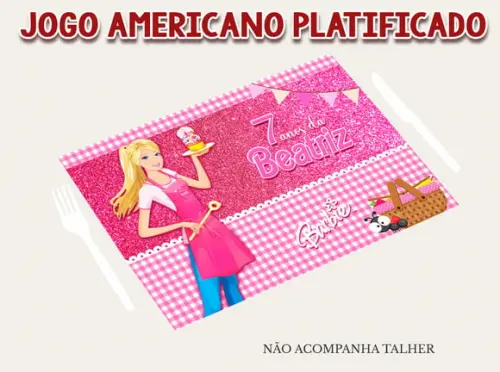 Jogo Americano Plastificado - Barbie Picnic